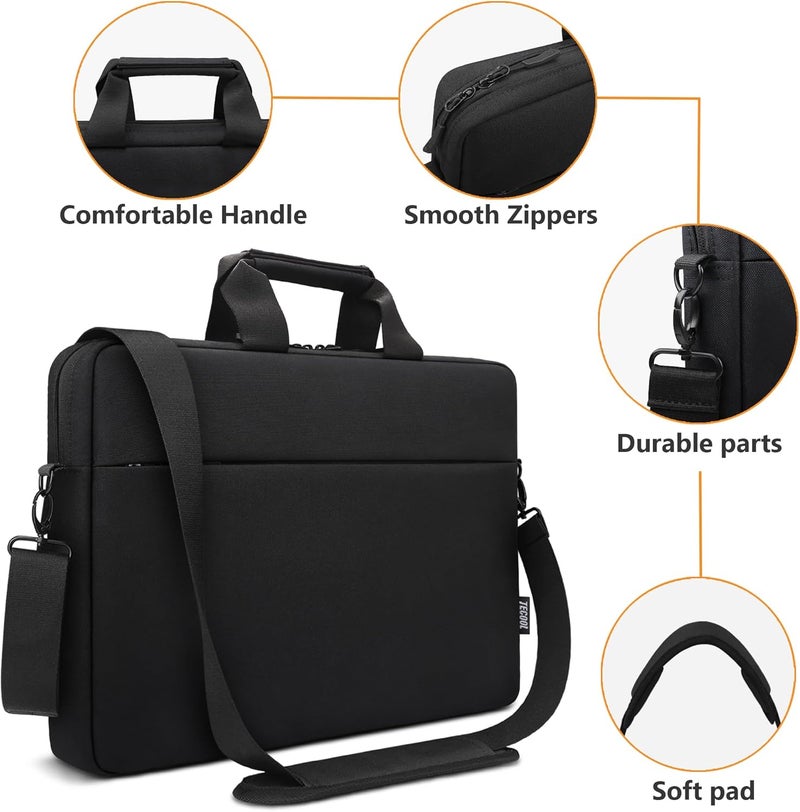 TECOOL Laptop Bag 17 17.3 Inch, Waterproof Laptop Case Sleeve Messenger Bag Briefcase with Shoulder Strap for 17 17.3 Inch Lenovo HP Dell Acer ASUS Notebook Computer Carrying Case, Black - Image 5